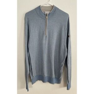 Seminole Golf Club Top 100 Peter Millar Sweater Blue 1/4 Zip Silk Cashmere Sz L